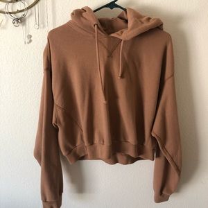 Camel color cropped hoodie